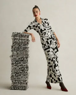 Clearance Diane von Furstenberg Abigail Silk Jersey Maxi Wrap Dress In Dvf 50Th Crossword Ivory