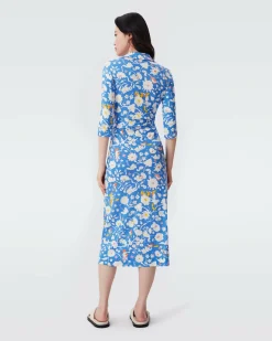 Discount Diane von Furstenberg Abigail Silk Jersey Midi Wrap Dress In Signature Blue Fortuna