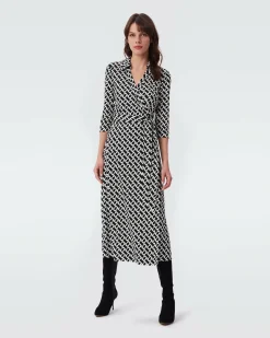 Fashion Diane von Furstenberg Abigail Silk Jersey Midi Wrap Dress