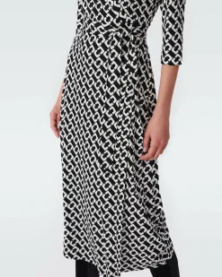 Fashion Diane von Furstenberg Abigail Silk Jersey Midi Wrap Dress