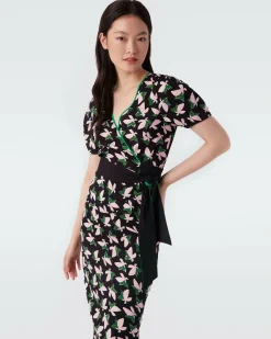 Sale Diane von Furstenberg Alexia Cady Wrap Top In Black Metamorphosis