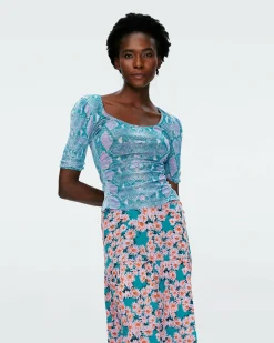 Online Diane von Furstenberg Ali Reversible Mesh Top