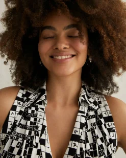 Discount Diane von Furstenberg Ariane Top In Tiny Dvf 50Th Crossword Black