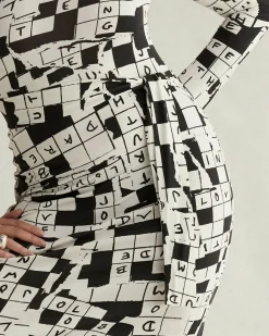 Fashion Diane von Furstenberg Coco Silk Jersey Dress In Dvf 50Th Crossword Ivory