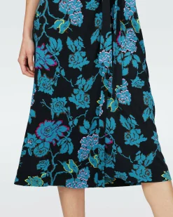 New Diane von Furstenberg Dvf Abigail Midi Dress In China Vine Blk Med