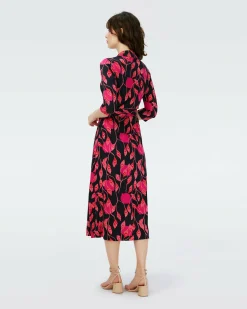 Best Diane von Furstenberg Dvf Abigail Midi Dress In Lantern Leaves Posion Pk Lg