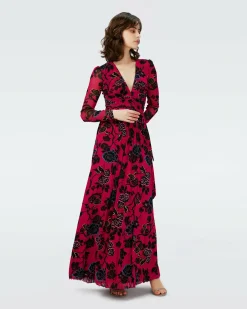 Outlet Diane von Furstenberg Dvf Anne Dress In China Vine Poison Pink Lg