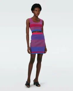Discount Diane von Furstenberg Dvf Arpita Top In Multicolor Zigzag Strip Pk/Bu
