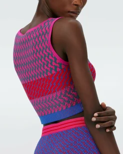 Discount Diane von Furstenberg Dvf Arpita Top In Multicolor Zigzag Strip Pk/Bu