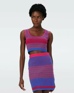 Discount Diane von Furstenberg Dvf Arpita Top In Multicolor Zigzag Strip Pk/Bu