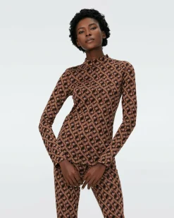 Hot Diane von Furstenberg Dvf Birdie Top In Tarot Maze Blk Coffee