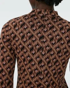 Hot Diane von Furstenberg Dvf Birdie Top In Tarot Maze Blk Coffee
