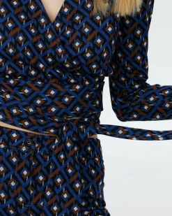 Clearance Diane von Furstenberg Dvf Bobbie Two Top In Tarot Maze Ocean Blue