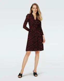 Discount Diane von Furstenberg Dvf Brenda Dress In Heart Leaves Blk