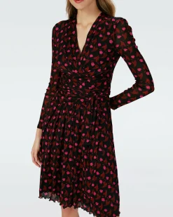 Discount Diane von Furstenberg Dvf Brenda Dress In Heart Leaves Blk
