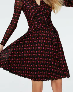 Discount Diane von Furstenberg Dvf Brenda Dress In Heart Leaves Blk