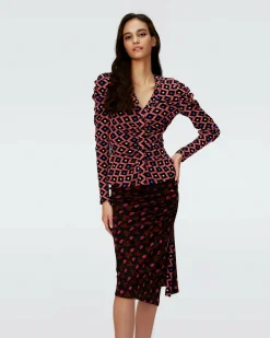 Sale Diane von Furstenberg Dvf Dariella Reversible Skirt In Heart Leaves Blk/Dia Cubes Pk
