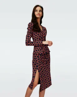 Sale Diane von Furstenberg Dvf Dariella Reversible Skirt In Heart Leaves Blk/Dia Cubes Pk