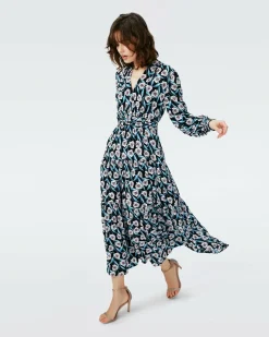 Best Diane von Furstenberg Dvf Gil Dress In Fortune Vine Ivory