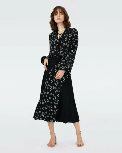Clearance Diane von Furstenberg Dvf Ginny Two Blouse In Small Hearts/Blk
