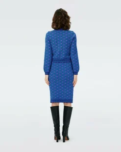 Clearance Diane von Furstenberg Dvf Gusta Skirt In Flower Tie Turquoise