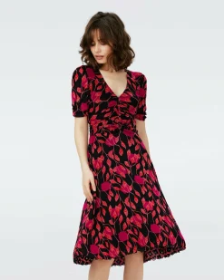Sale Diane von Furstenberg Dvf Koren Reversible Dress In Lantern Leaves Pk/Dia Cubes Pk