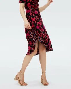 Sale Diane von Furstenberg Dvf Koren Reversible Dress In Lantern Leaves Pk/Dia Cubes Pk
