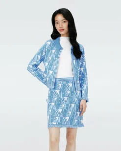 Hot Diane von Furstenberg Dvf Morgaine Cardigan In Dvf Logo Blue