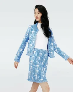 Hot Diane von Furstenberg Dvf Morgaine Cardigan In Dvf Logo Blue