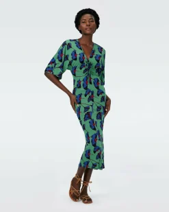 Online Diane von Furstenberg Dvf Valerie Dress In Falling Gingko Venus Gn Lg