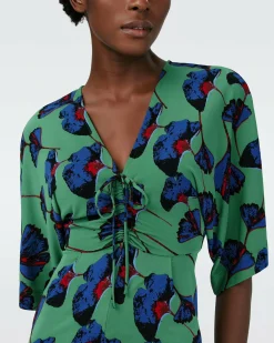 Online Diane von Furstenberg Dvf Valerie Dress In Falling Gingko Venus Gn Lg