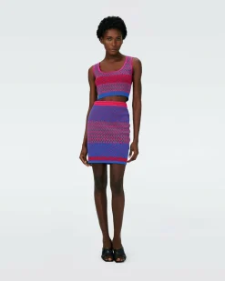 Outlet Diane von Furstenberg Dvf Viv Skirt In Multicolor Zigzag Strip Pk/Bu