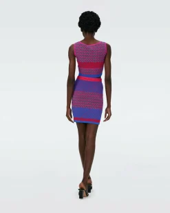 Outlet Diane von Furstenberg Dvf Viv Skirt In Multicolor Zigzag Strip Pk/Bu