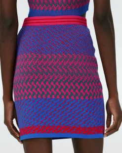 Outlet Diane von Furstenberg Dvf Viv Skirt In Multicolor Zigzag Strip Pk/Bu