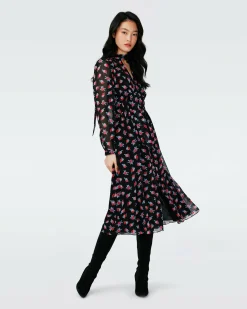New Diane von Furstenberg Erica Long Sleeve Midi Dress