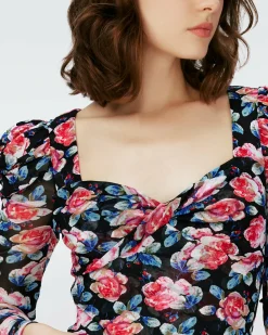 Discount Diane von Furstenberg Erik Long Sleeve Mesh Bodysuit