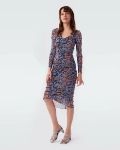 Outlet Diane von Furstenberg Gypsy Ruched Mesh Dress