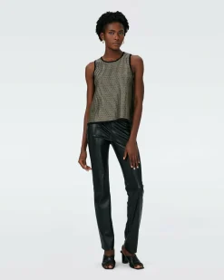 Online Diane von Furstenberg Morgause Metallic Knit Jacquard Top