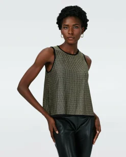 Online Diane von Furstenberg Morgause Metallic Knit Jacquard Top