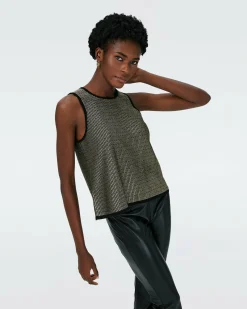 Online Diane von Furstenberg Morgause Metallic Knit Jacquard Top