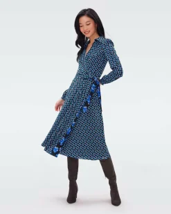 New Diane von Furstenberg Phoenix Reversible Mesh Wrap Dress