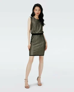 Sale Diane von Furstenberg Richie Metallic Knit Jacquard Dress