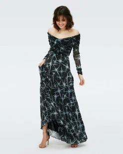 New Diane von Furstenberg Stassi Metallic Mesh Dress